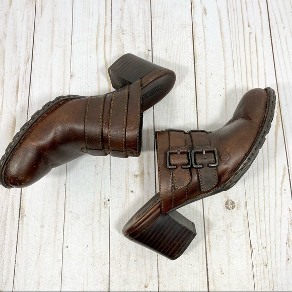 Born Brown Leather Slip-on Heeled Mules 7 / 38 - Picture 7 of 12